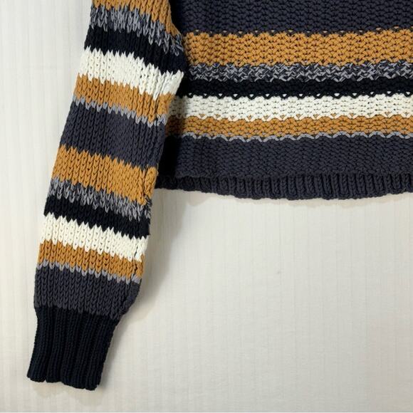 Free People Chunky Striped Open Knit Cotton Blend Sweater Women’s Size Small - Picture 2 of 8